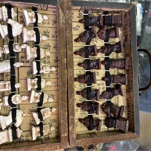 Vintage Chinese Warrior Travel Chess Set